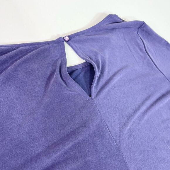 Anthropologie Shift Dress Women's Medium Bell Sleeve Keyhole Purple Mini NEW - Picture 8 of 12